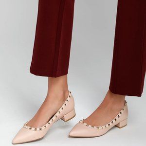 Lulus Studded Flats Pointed Toe Nude beige…